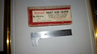 Vintage " L.  S.  Starrett Usa No.  425 " Pocket Slide Caliper 5 " Machinist Tool