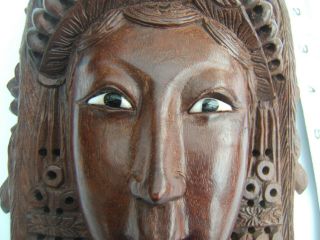 Vintage Hand Carved Solid Wood African Mask Wall Decor 3