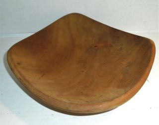 Vintage Signed By Glendon Boyd Hand Carved Wooden Cherry Wood Curved Bowl