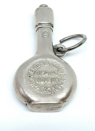 RARE Vintage Sterling Silver Enameled CURACAO Liquor Bottle Drinking Charm 2