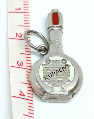 RARE Vintage Sterling Silver Enameled CURACAO Liquor Bottle Drinking Charm 3