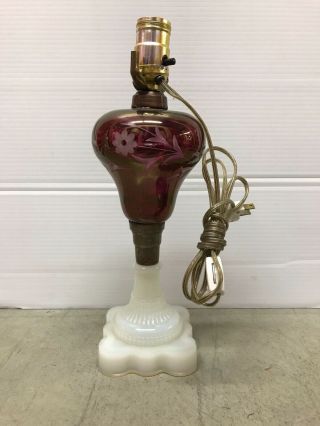 Early Cranbury And Milk Glass Oil Lamp Converted To Electric