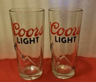 Coors Light Rocky Mountain Design Beer Drinking Glasses Approx 16 Oz And 6 3/4 "