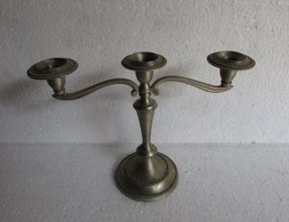 Antique Style Hand Carved White Metal Three Candlesticks Candle Holder