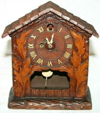 Antique Scarce " Bird House " Animated Pendulette Shelf Or Wall Clock.  C.  1933 - 36.
