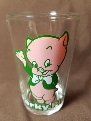 Vintage 1976 Warner Bros.  Porky Pig Looney Tunes Cartoon Glass