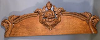 Lg Antique 19thc Victorian Wood Carved Swan & Nude Lady Bust Old Salvage Panel