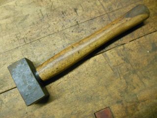vintage square face 1 lb metal smith hammer old flat blacksmith anvil tool 3