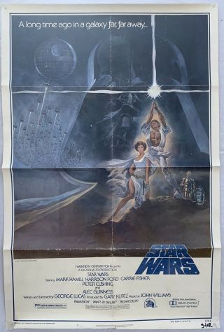 Vintage 1977 Star Wars 1 Sheet Movie Poster 27x41 Sci - Fi