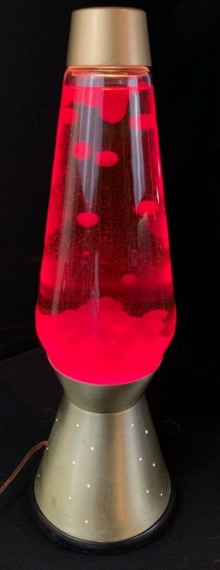Vintage Mid - Century 1970s Red Lava Lamp With Starlite Base