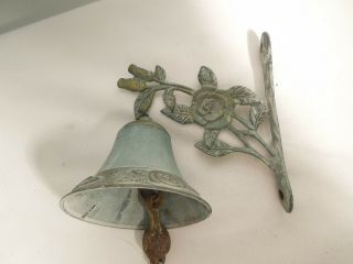 Vintage Solid Brass Dinner / Door Bell Wall Mount Hanging Pull Chain W/ Patina