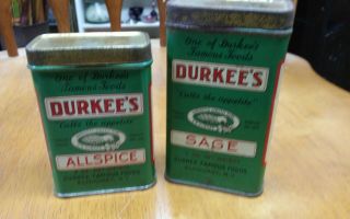 Vintage Durkees Spice Tins Sage & Allspice Calls The Appetite Two Metal