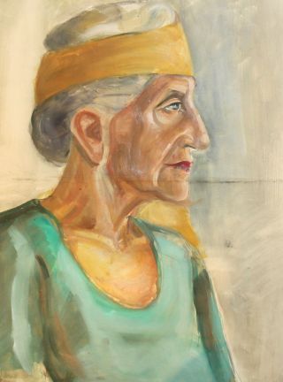 Vintage Impressionist Oil Painting Old Woman Portrait