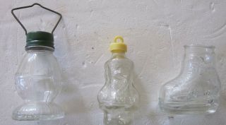 Vintage Th Stough Co.  Glass Lantern Candy Container,  Santa,  Windsor Snow Boot