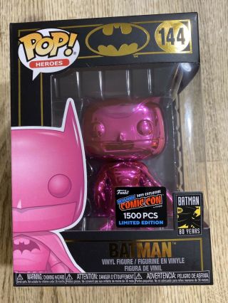 2019 Nycc Funko Pop Pink Chrome Batman Limited Edition Of 1500 Rare