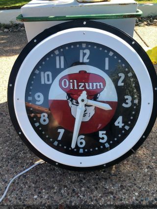 Oilzum Red Neon Clock 22 " Glo - Dial Clock Company Style S18 10
