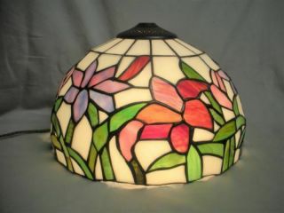Dale Tiffany Leaded Stained Glass Lamp Shade Arts & Crafts Style Signed 12”