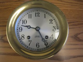 Vintage Chelsea Ships Bell Clock,  Brass Clock,  With Key,
