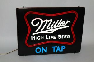Vintage Miller High Life Beer On Tap Light Up Sign 20 " X 15 " Bar Pub Man Cave