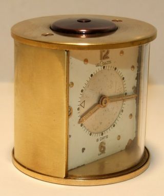 VINTAGE LECOULTRE JAEGER BRASS 8 DAY TRAVEL ALARM CLOCK SWISS MADE 3