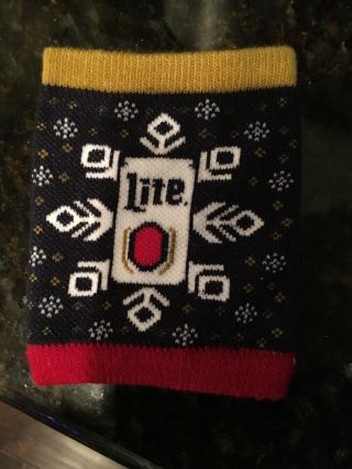 2019 Miller Lite Ugly Sweater Beer Can Koozie Wrap Holiday Christmas