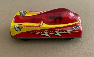 Vintage Courtland Tin Friction Space Rocket Patrol Car Tin Toy