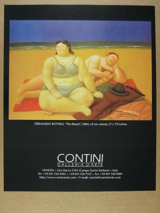 2007 Fernando Botero The Beach Painting Venice Gallery Vintage Print Ad