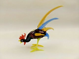 Blown Glass Rooster Long Tail Vintage Made In East Germany Ornament Figurine