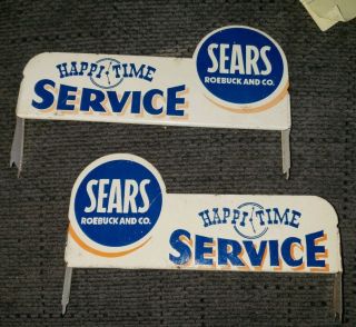 2 Vintage Sears Roebuck & Co.  Happy Time Service Tin Litho Signs Toys Rare