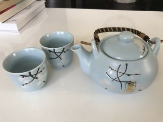 Japanese Design Blue Cherry Blossom Sakura Tea Pot And Cups Set Japan Home Decor