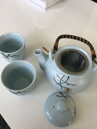 Japanese Design Blue Cherry Blossom Sakura Tea Pot and Cups Set Japan Home Decor 3