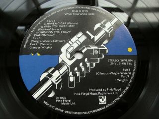 ONLY EVER PLAYED ONCE PINK FLOYD WISH YOU WERE HERE 1st UK PRESS A1/B3 NEAR 3