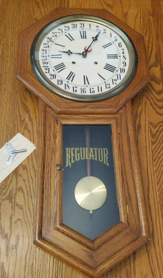 Antique 31 Day Regulator Pendulum Wall Clock Calendar With Key