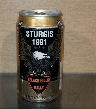 1991 Sturgis Harley Davidson Heavy Beer Tab Top Beer Can Huber Monroe Wisconsin