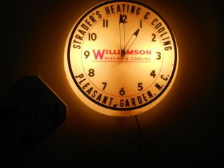 Vintage North Carolina Advertising Lighted Clock Heating Cooling 17 " Dia Dualite