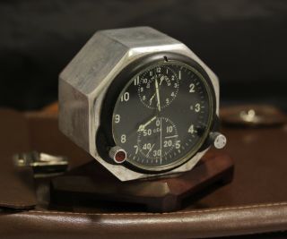 Soviet 70s AirForce Cockpit Clock ACS - 1/AChS - 1 for Su/MiG jets in RARE CASE 2