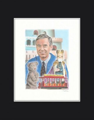 " Mister Rogers Blue " - Mr.  Fred Rogers Neighborhood Signed Matted Art Print