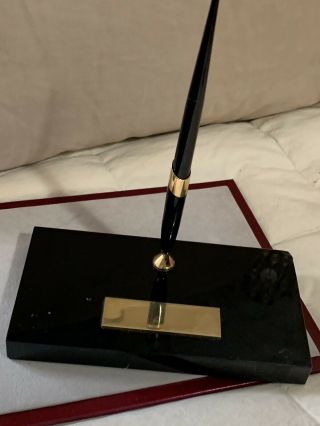 Vintage Black Onyx Shafer Fountain Pen Desk Set 14 Kt Nib