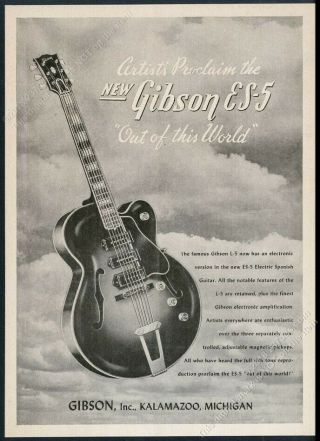 1949 Gibson Es - 5 Electric Guitar Photo Vintage Print Ad