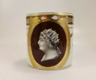 Royal Vienna Style Hand Painted Portrait Bust Gold Gilt Porcelain Tea Cup Shield