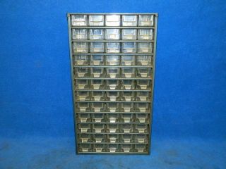 Vintage Wards Powr - Kraft Metal Small Hardware Organizer Cabinet W 60 Drawers