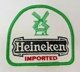 Vintage Heineken Imported Beer Patch Small 3 3/8 " X 3 1/8 " Green White Windmill