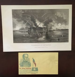 Civil War Patriotic Cover Robert Anderson Grouping With Fort Sumter Period Engra