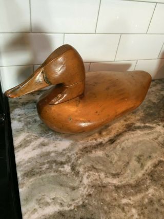 Estate Folk Art Wood Carved Hand Made Hunting Duck Decoy Weighted