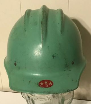 Vintage Green Fiberglass Bullard 502 Hard Hat Ironworker With Suspension