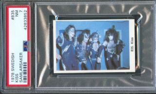 1978 Swedish Trade Card 835 Kiss Gene Simmons Peter Criss Paul Stanley Ace Psa 7