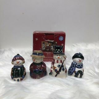 Vintage Xmas Snowmen Salt & Pepper Shakers Set of 4 by St.  Nicholas Square 2