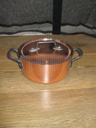 Vintage French Tournus Copper Cuisine Casserole Stew Pan Line Stamped 1.  5