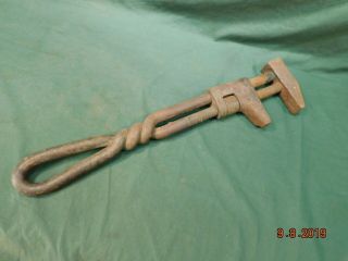 Vintage Large Twisted Iron Adjustable Wrench @18 - 1/2 " Collectible Antique Tool