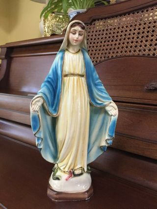Vintage Catholic Holy Statue Of Our Lady Of Grace Blessed Virgin Mary 9 "